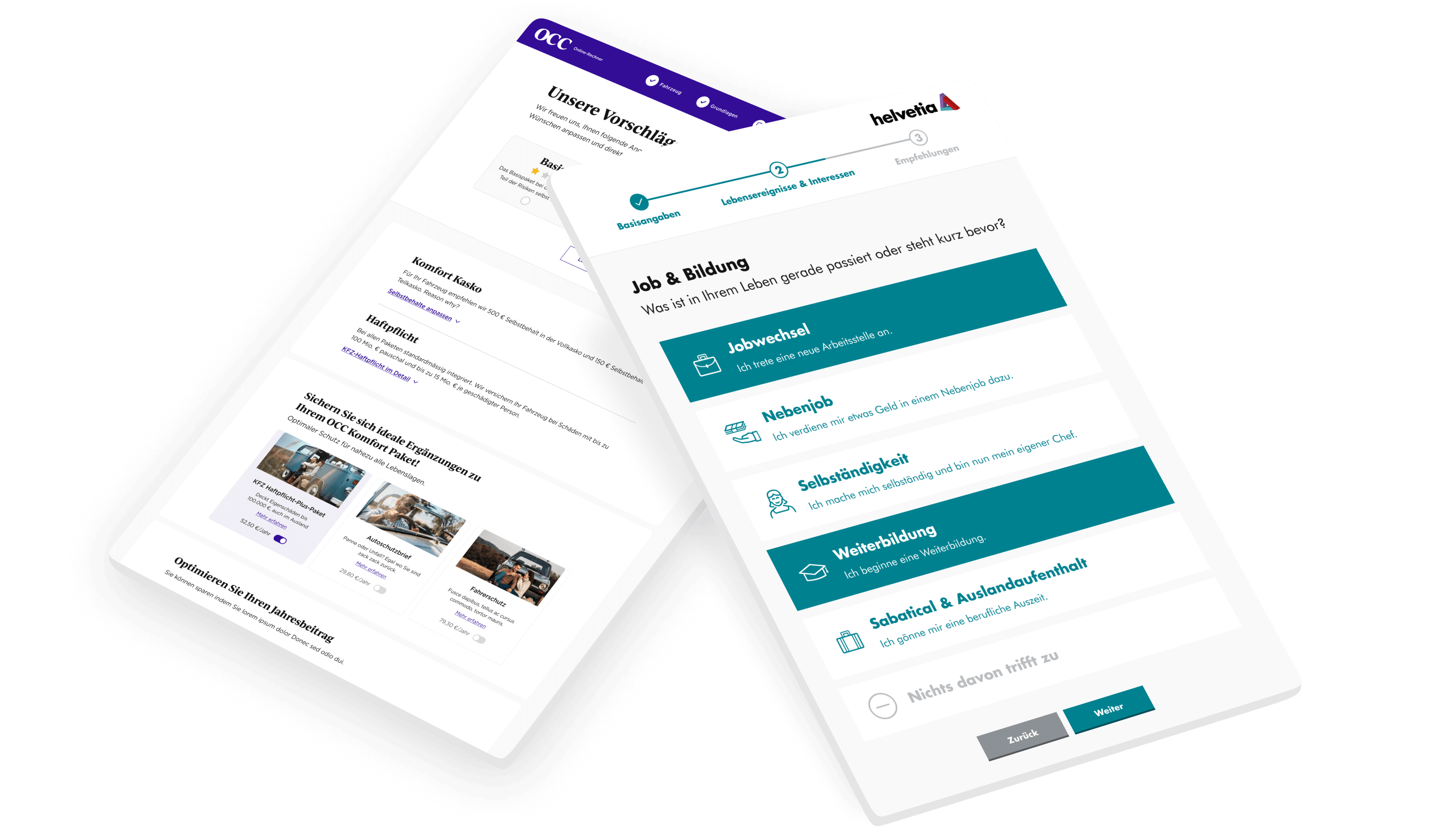 tablet screens ux design für versicherungen
